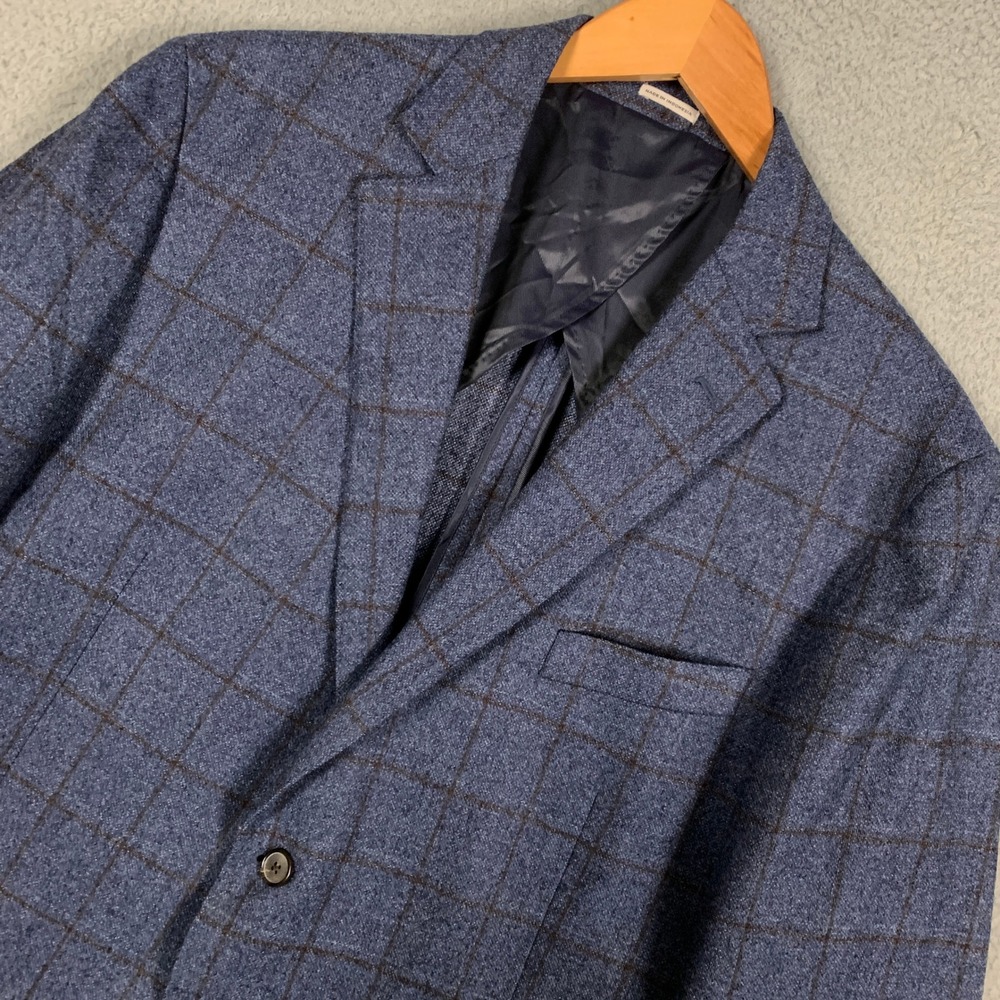 Joseph Abboud Heritage Blazer Mens 48 Blue Windowpane Reda Wool Plaid Sport Coat